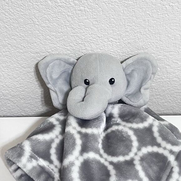 Hudson Baby HB Gray Elephant Circles Security Blanket Lovey Lovie Blankie - Picture 2 of 8